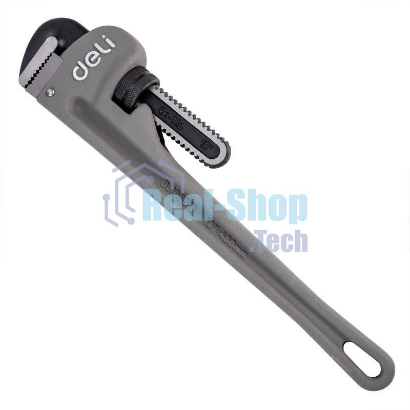 Трубный ключ Стиллсона облегченный Deli DL105018 405мм, максимальное открытие 60мм, Cr-Mo + алюминиевый сплав