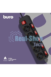Сетевой фильтр Buro 500SH-3-SW-B 3 м (5 розеток) черный (коробка)