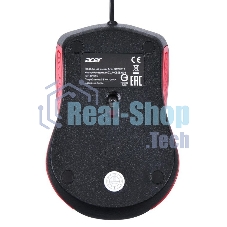 Мышь проводная Acer OMW012 черный/красный, 1200 dpi, USB, кнопки - 3