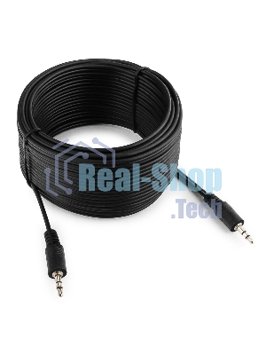 Кабель аудио Cablexpert CCA-404-10M-N, Jack 3.5(M)/Jack 3.5(M), 3pin, 10м, черный, пакет