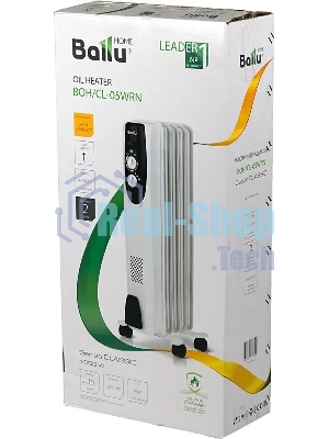 Обогреватель масляный Ballu Classic BOH/CL-05WRN (5 секций), белый, 1000 Вт, 15 м2, термостат