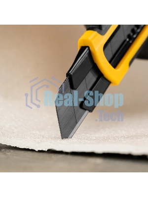 Нож Denzel 25 мм, сменное лезвие, SK4, корпус из ABS + TPR, торцевой зажим