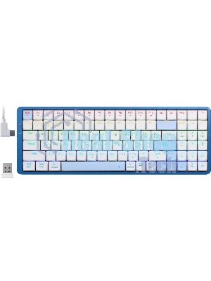 Клавиатура Redragon Eva Pro гибридная, USB Type-A, Bluetooth, радиоканал, белый/синий