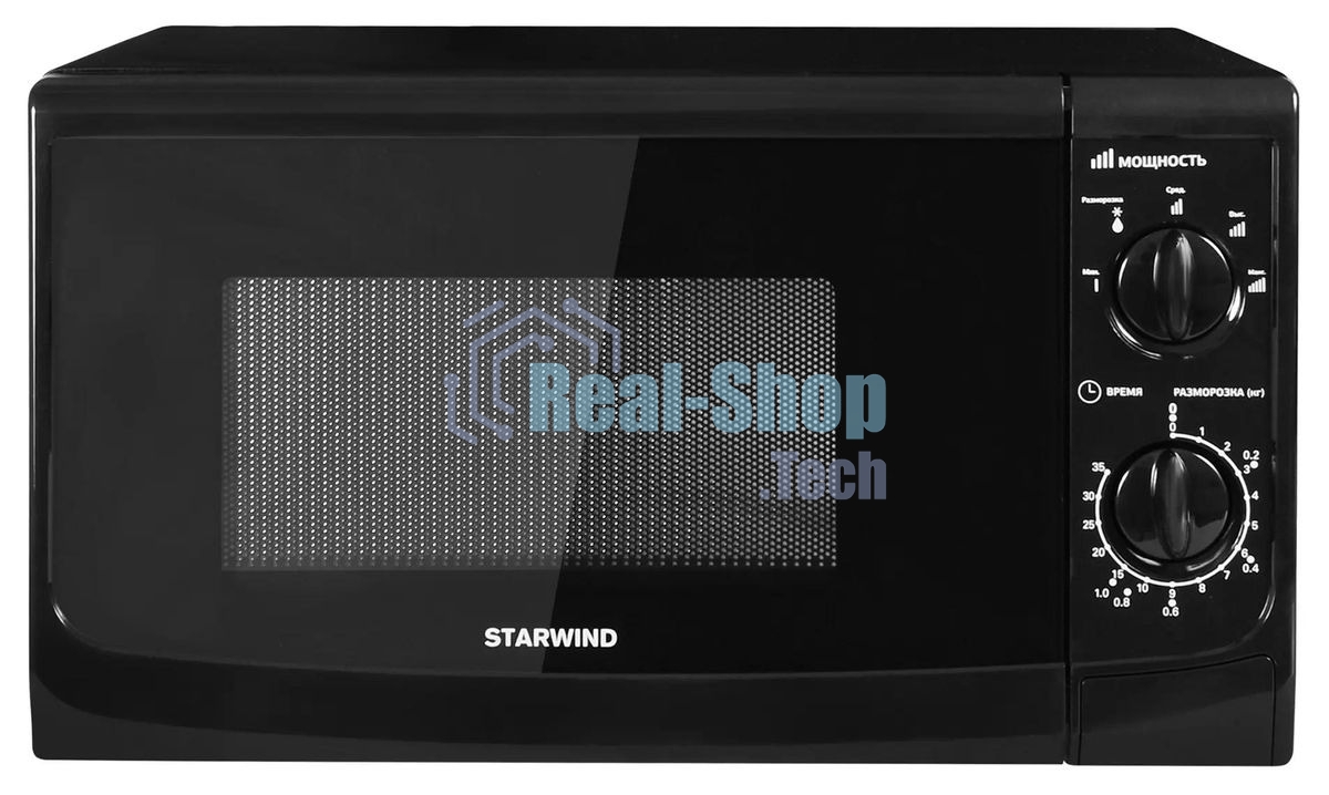 Микроволновая печь Starwind SWM5720 черный, 20 л, 700 Вт, переключатели - поворотный механизм