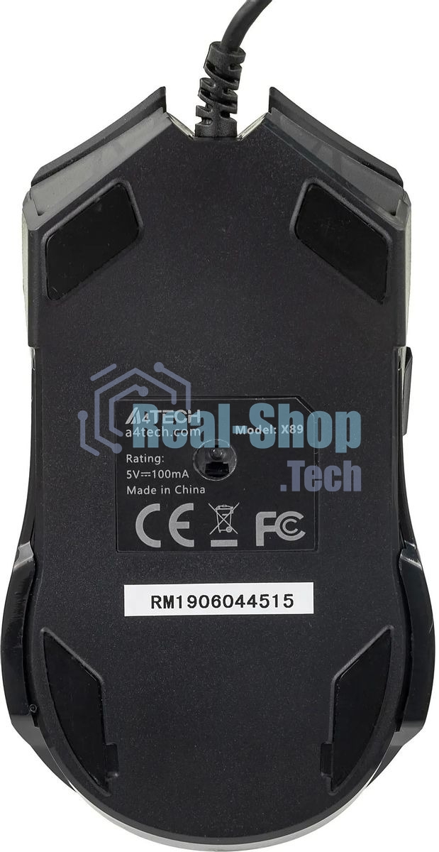 Мышь проводная A4Tech X89 черный, 2400 dpi, USB, кнопки - 8