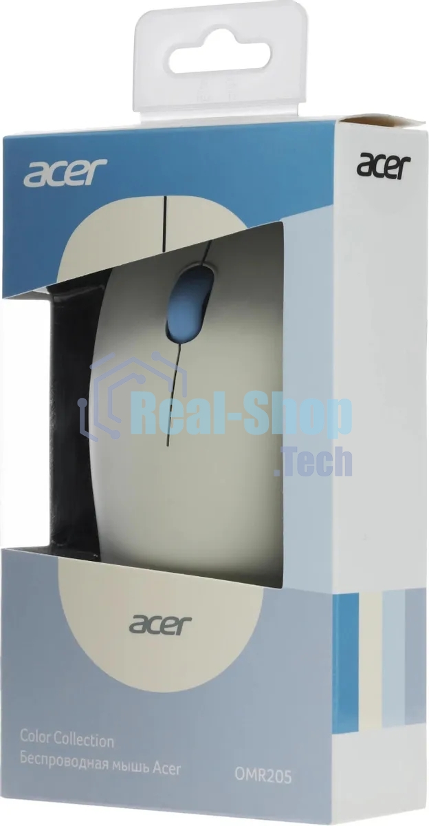 Мышь беспроводная Acer OMR205 белый/голубой, 1200 dpi, радиоканал, USB, кнопки - 3