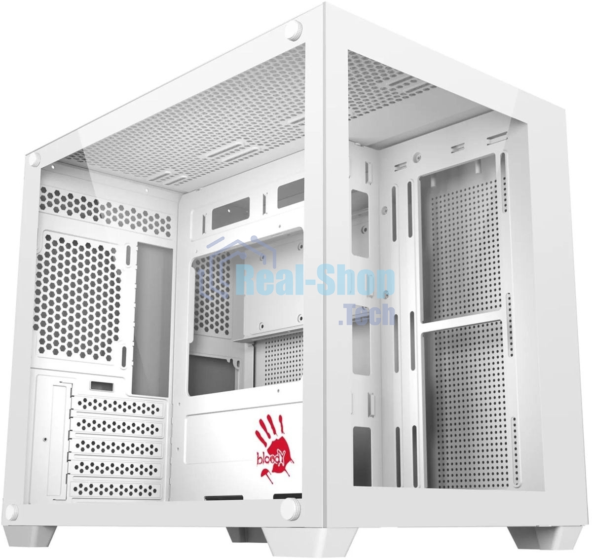 Компьютерный корпус Bloody BD-CC108 белый без БП mATX 9x120мм 2xUSB 3.0 audio bott PSU
