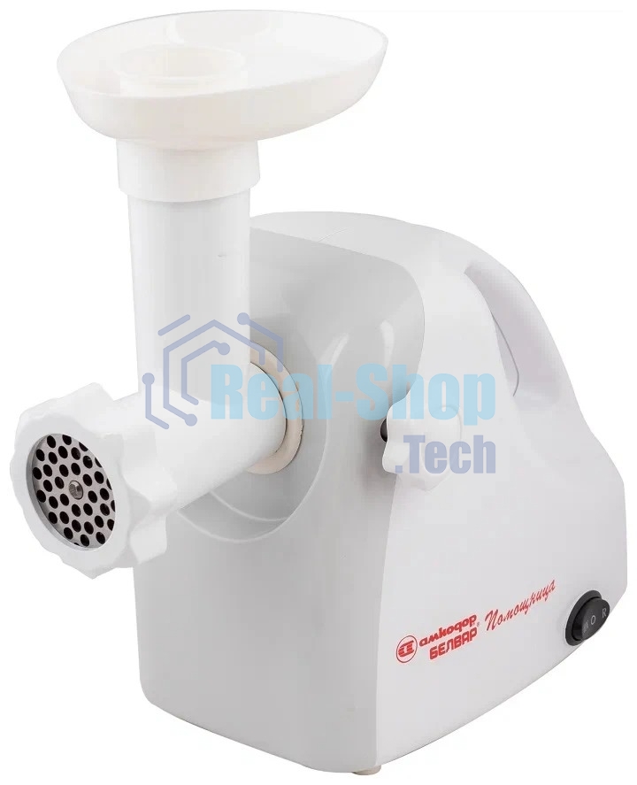 Мясорубка электрическая Белвар Помощница КЭМ-П2У 303-04 белый, 1500 Вт, 0.4 кг/мин, реверс, защита от перегрузки, насадки - 9