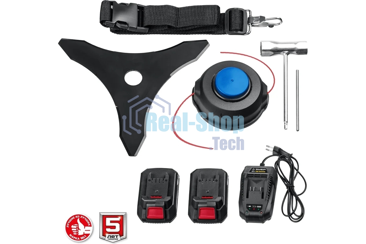 Триммер Зубр 36В бесщеточный, 2х18В АКБ (2А·ч) . ТАБ-365-22