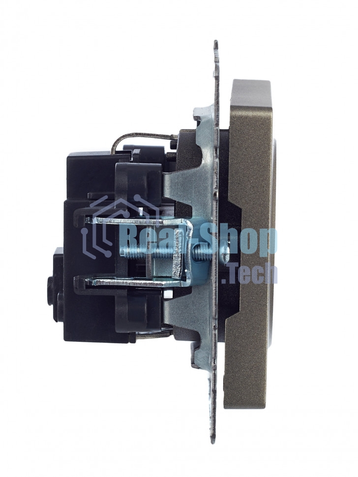 Розетка 1-местная IEK BRITE РС11-1-0-БрШ (BR-R11-16-K37) с заземлением, без защитных шторок, 16А, шампань