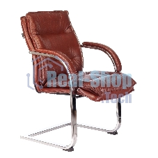 Кресло офисное Бюрократ T-9927SL-LOW-V Leather Eichel светло-коричневый, кожа, низк. спин. полозья металл хром