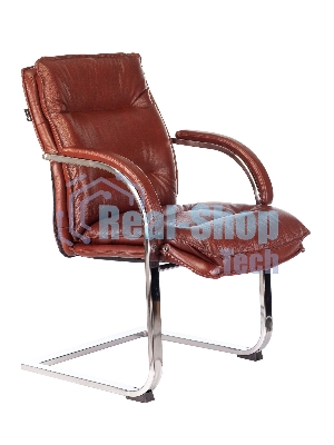 Кресло офисное Бюрократ T-9927SL-LOW-V Leather Eichel светло-коричневый, кожа, низк. спин. полозья металл хром