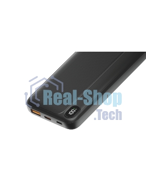 Портативный аккумулятор OLMIO L-10, 10000mAh, 22.5W, QC3.0, PD, LCD, + кабели Lightning\Type-C, черный