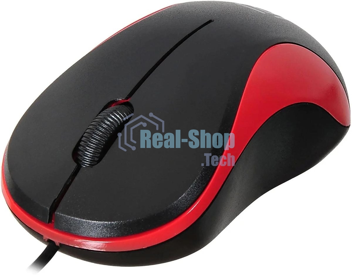 Мышь проводная Oklick 115S черный/красный, 1200 dpi, USB, кнопки - 3