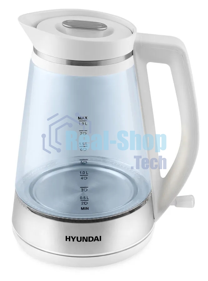 Чайник электрический Hyundai HYK-G3037 1.9л. 3000Вт белый/прозрачный (корпус: стекло)