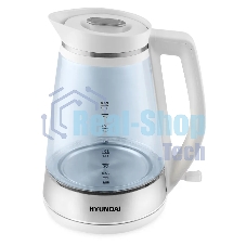 Чайник электрический Hyundai HYK-G3037 1.9л. 3000Вт белый/прозрачный (корпус: стекло)