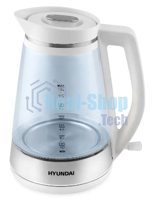 Чайник электрический Hyundai HYK-G3037 1.9л. 3000Вт белый/прозрачный (корпус: стекло)