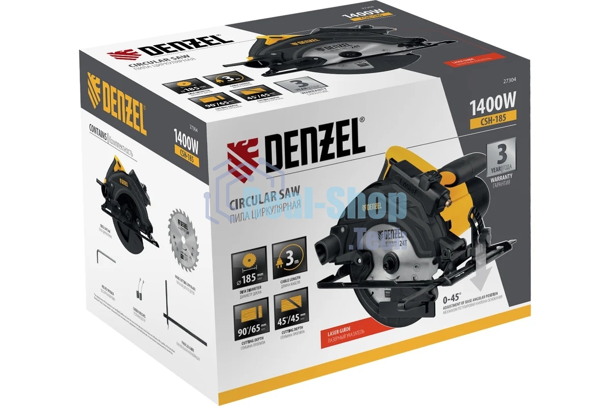 Пила циркулярная Denzel CSH-185, 1400 Вт, 185 мм