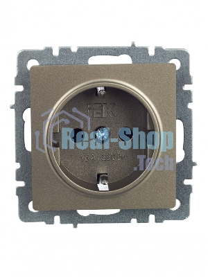 Розетка 1-местная IEK BRITE РС11-1-0-БрШ (BR-R11-16-K37) с заземлением, без защитных шторок, 16А, шампань