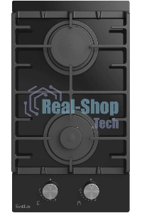 Газовая варочная панель EVELUX HEG 360 BG, Hi-Tech, 30 см, 2 конфорки, газ-контроль, электроподжиг, черный