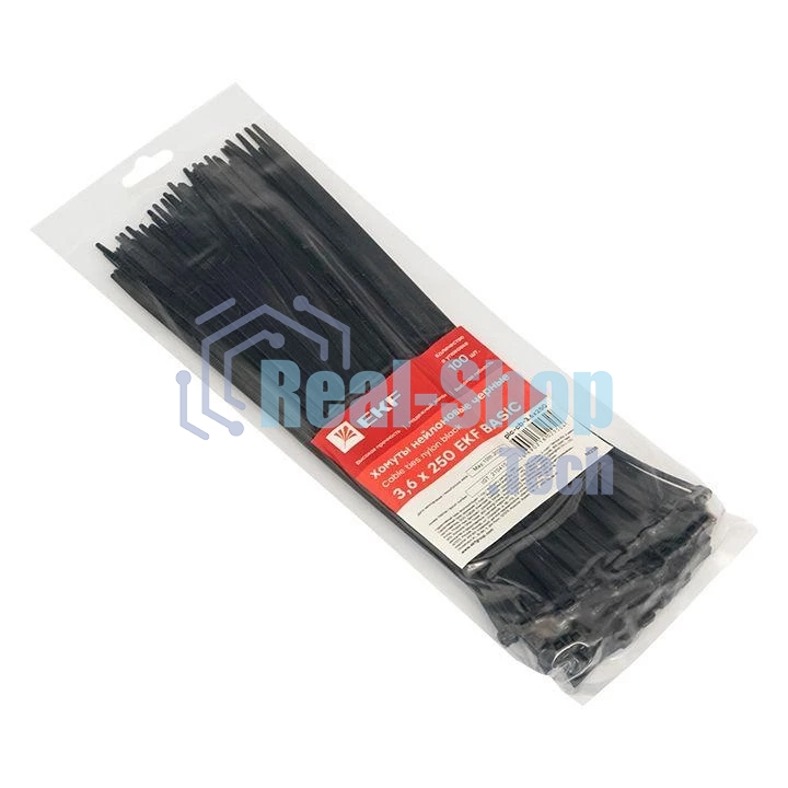 Хомут кабельный 3.6х250 нейл. черный (уп. 100 шт) EKF plc-cb-3.6x250