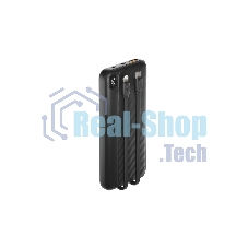 Портативный аккумулятор OLMIO L-10, 10000mAh, 22.5W, QC3.0, PD, LCD, + кабели Lightning\Type-C, черный