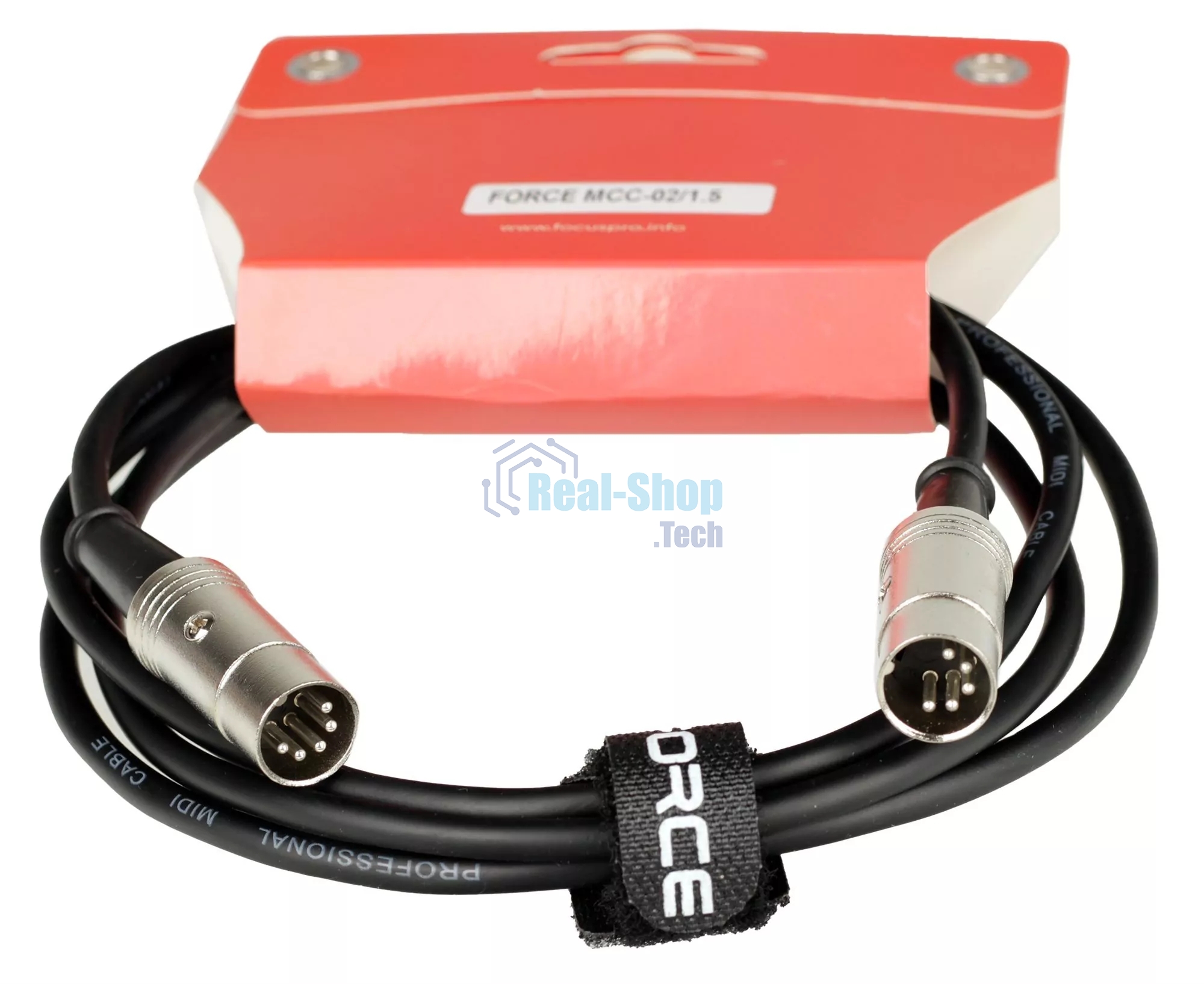 Кабель MIDI FORCE MCC-02/1.5MIDI DIN 5-pin - MIDI DIN 5-pin, высококачественный, диаметр 6 мм, для подключения синтезаторов, звуковых модулей и др. оборудования, профессиональные металлические разъемы, длина 1,5 м, черный