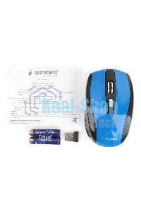 Мышь беспроводная Gembird MUSW-330-1 синий, 2400 dpi, радиоканал, USB, кнопки - 6