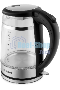 Чайник электрический Hyundai HYK-G3036 1.7л. 2200Вт черный/прозрачный (корпус: стекло)