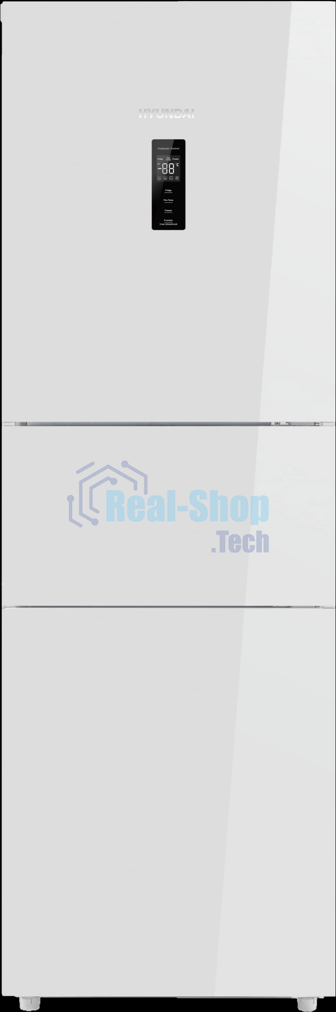 Холодильник Hyundai CM30073F белый трехкамерный 137/81 л морозилка снизу, No Frost, Side by Side
