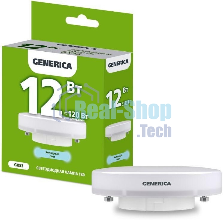 Лампа светодиодная IEK GENERICA T80 таблетка 12Вт 230В 6500К GX53