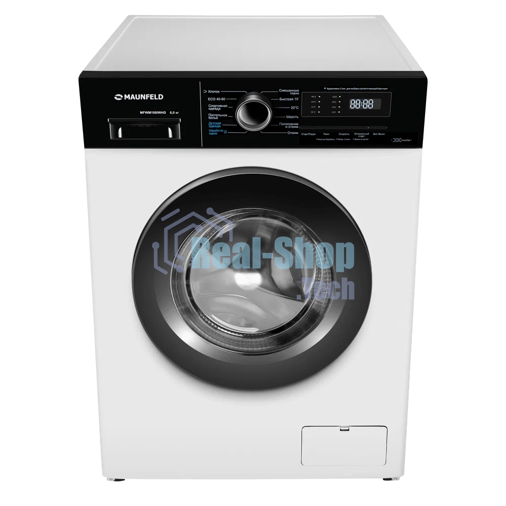 Стиральная машина Maunfeld MFWM106IWHD белый, фронтальная загрузка 6кг, 1200 об/мин, класс А+++