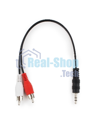 Кабель аудио Cablexpert CCA-458-0.2M-N, Jack 3.5(M)/2xRCA, 0.2м, черный, пакет