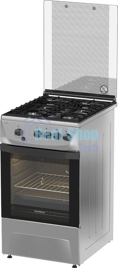 Плита газовая Darina 1D1 GM 241 014 Х нержавеющая сталь/черный, конфорок 4 шт, духовка 50 л, 50 см x 85 см x 60 см