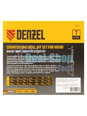 Набор сверл зенкеров Denzel по дереву, 3-10 мм, 7 шт