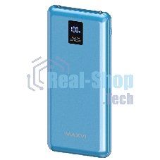 Портативный аккумулятор Maxvi PB10-11 10000 мАч blue 3A, встроенные кабели USB A/Type-C/Lightning