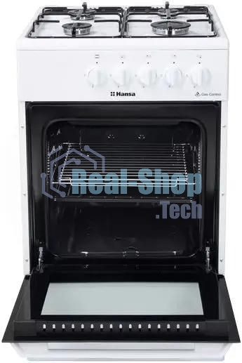 Плита газовая Hansa FCGW510029A белый, конфорок 4 газовых, духовка 53 л, 50 см x 85 см x 57 см