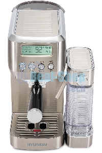 Кофеварка рожковая Hyundai HEM-9999 серебристый, исп. кофе - молотый, 1.3 л, 1350 Вт, 20 бар