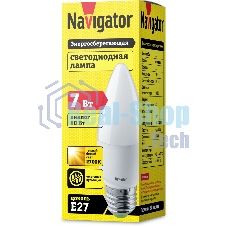 Лампа светодиодная Navigator NLL-C37-7-230-2.7K-E27-FR 7 Вт свеча 2700К теплый белый E27 525 лм 176-264В