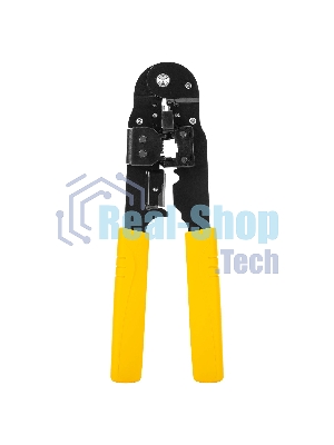 Обжимные клещи Deli DL381008 RJ45 Размер: 205мм. Спецификация обжима: 8P. Холоднокатаный стальной лист с черной отделкой, ручка из ПВХ. Лезвие SK5. Инструмент для зачистки проводов, кусачки и обжимной инструмент 3-в-1.