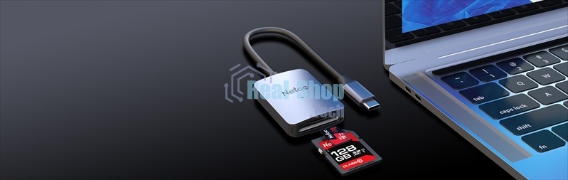 Кард-ридер Netac Flash WK12/серый/SD/SDHC/SDXC/microSD/microSDHC/microSDXC/USB 3.0 Type-C/пластик