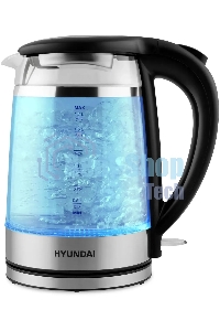 Чайник электрический Hyundai HYK-G3036 1.7л. 2200Вт черный/прозрачный (корпус: стекло)