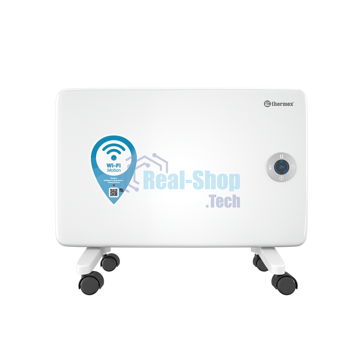 Конвектор Thermex Frame 1000E белый, 1000 Вт, 15 м2, термостат, дисплей, WiFi