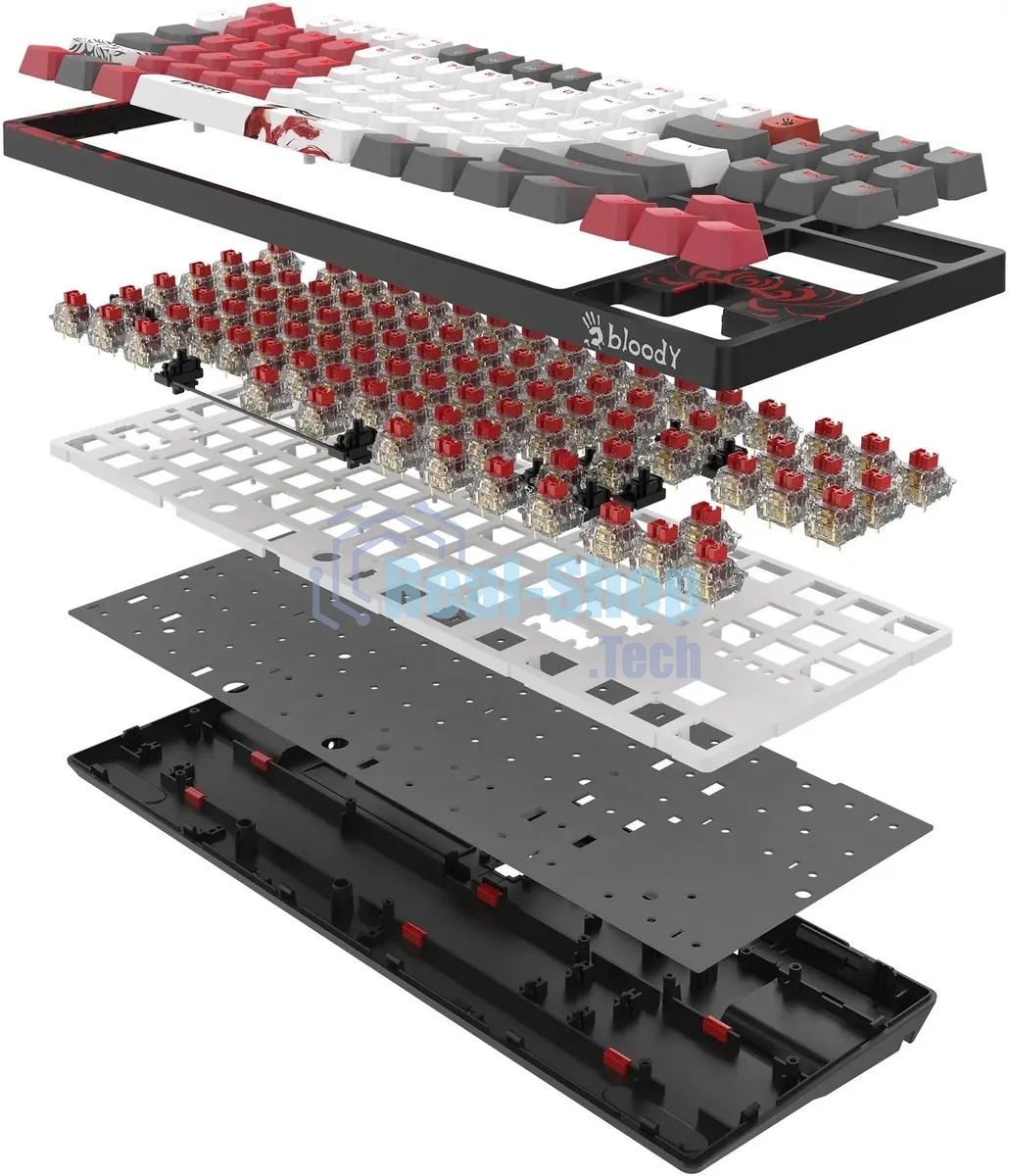Клавиатура проводная A4Tech Bloody S87 Naraka USB черный/красный
