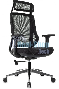 Кресло руководителя Бюрократ MC-412N-H черный сетка/ткань с подголов. крестов. металл хром