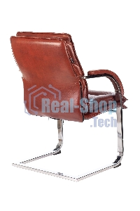 Кресло офисное Бюрократ T-9927SL-LOW-V Leather Eichel светло-коричневый, кожа, низк. спин. полозья металл хром