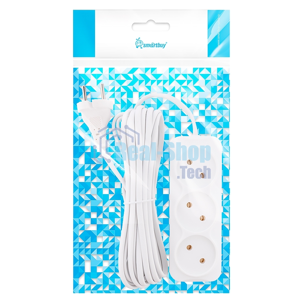 Удлинитель 3 гнезда 5 метров 6А/1,35 кВт без заземления ШВВП 2х0,75 (SBE-10-3-05-F)