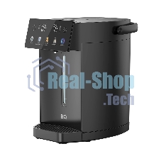 Термопот BQ TP5001 Black. Мощность 1600 Вт/Объем 5 л/Сенсорный LED-дисплей/Поддержание температуры/Функция дехлорирования/Регулировка темперы от 40 до 90 'C/Система защиты: от перегрева, от включения без воды, блокировка подачи воды/Внутренняя колба из нержавеющей стали AISI 304/Съемная крышка/Ручка для переноски/Электрическая помпа/Длина шнура 0.85 м