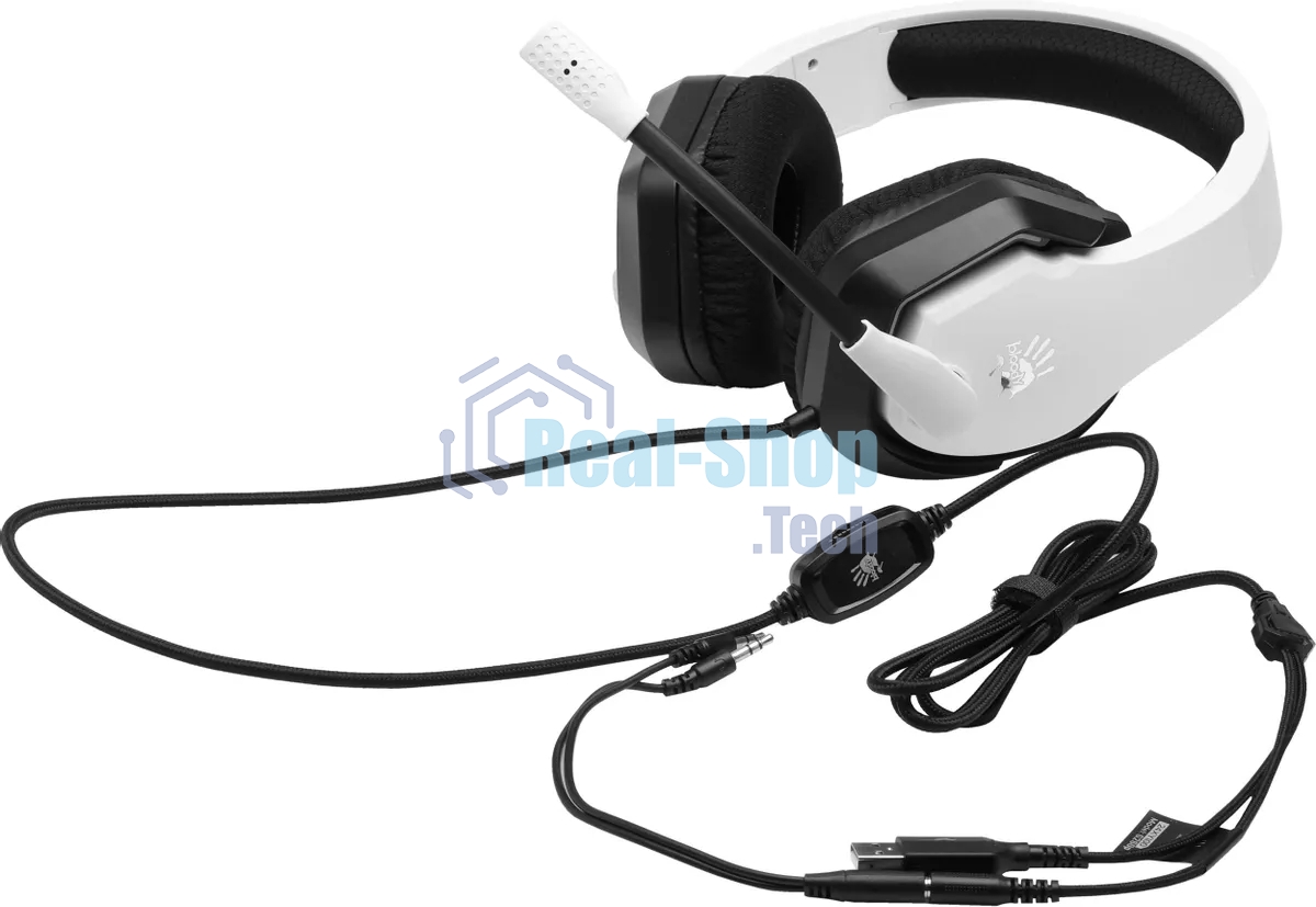 Гарнитура Bloody G260P белый-чёрный, проводная, USB, подсветка