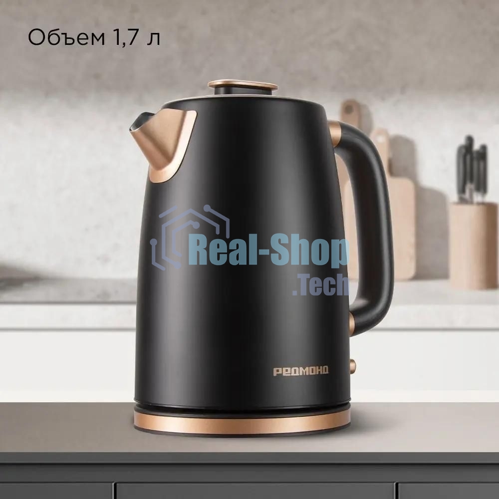 Чайник электрический Redmond KM240 1.7л. 2200Вт черный/бронзовый